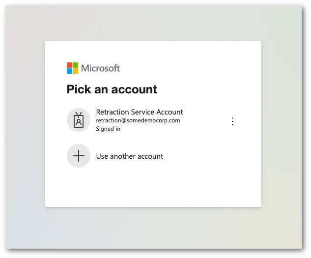 Select an account or enter a new account to authorize Email Security